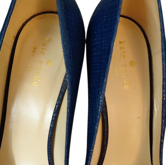 Kate Spade Paloma Blue Snake Embossed Silver Cap Toe Pumps Heels 9.5 - Picture 4 of 12